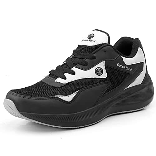 Bacca Bucci® Jump Men's Running Shoe with Padded Insocks for Better Traction with Phylon Bounce Sole for Running Gyming & Training (Black, Size UK11)