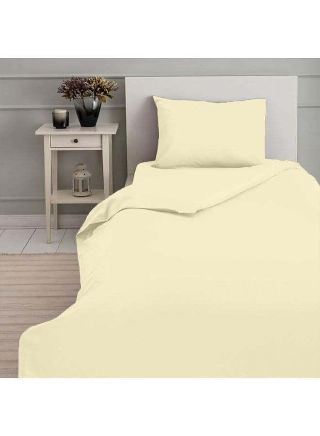 Orchard Exclusive (Cream) Single Size Fitted Sheet,Duvet cover and Pillow covers (Set of 4 Pcs) Cotton percale Weave, Soft and Luxurious, High Quality Bed linen -180 TC