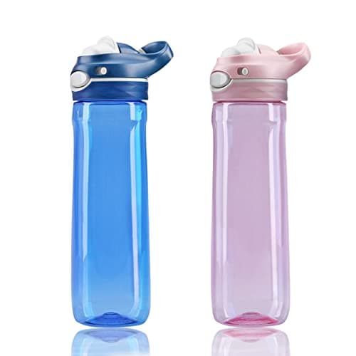 DEARART 2-Pack 26oz Blue & Pink Water Bottle Without Straw, Leakproof Wide Mouth BPA FREE Lockable Lid, Has Handle Easy Carried Suit Office Home Sports Travel School etc.