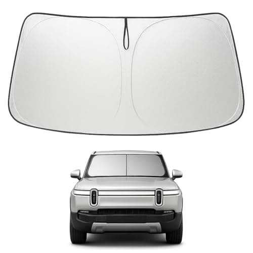 Proadsy 2025 Upgrade Windshield Sun Shade Custom Fit Rivian R1S 2022-2025 4-Layer Foldable Front Sunshade Protector Sun Visor Blocks UV Rays Keep Car Cooler