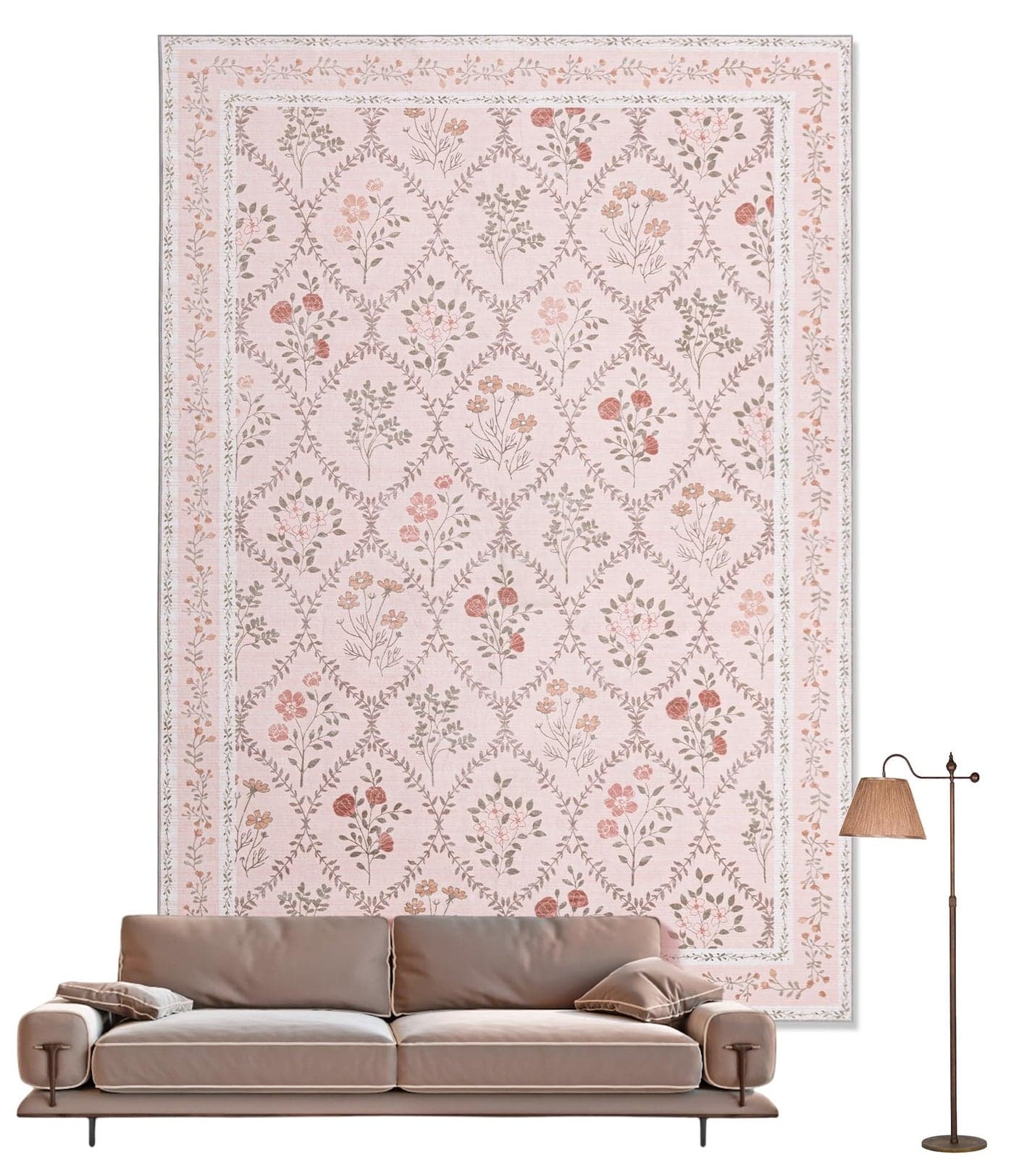 YIHOUSE 5x7 Washable Rug for Bedroom Pink Floral Rugs for Living Room Non Slip UltraThin Large Boho Rug for Kids Playroom Classroom Girls Dorm Nursery Pink Multi