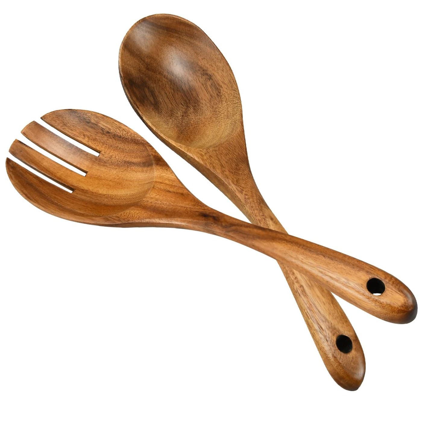 Salad Servers Wood Salad Tongs 102in Salad Spoon and Fork Set Long Handle Salad Server Set for Mixing Tossing and Cooking Salad Spoon and Fork Set