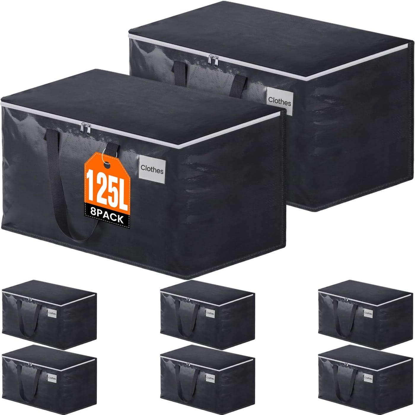 Fabspace Moving Bags Heavy Duty with Strong Zippers and Handles Collapsible Moving Supplies Storage Totes for Packing Moving Storing 125L 4Pack