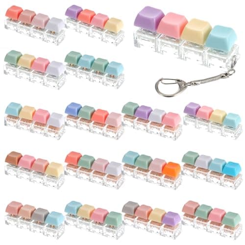 QFGasre 16 Pcs Keyboard Fidget Toys Keychain Four Keyboard Fidget Clicker Normal and Silent Decompression Button Finger Clicker Toys for Office Classroom Stress Relief ADHD Autism