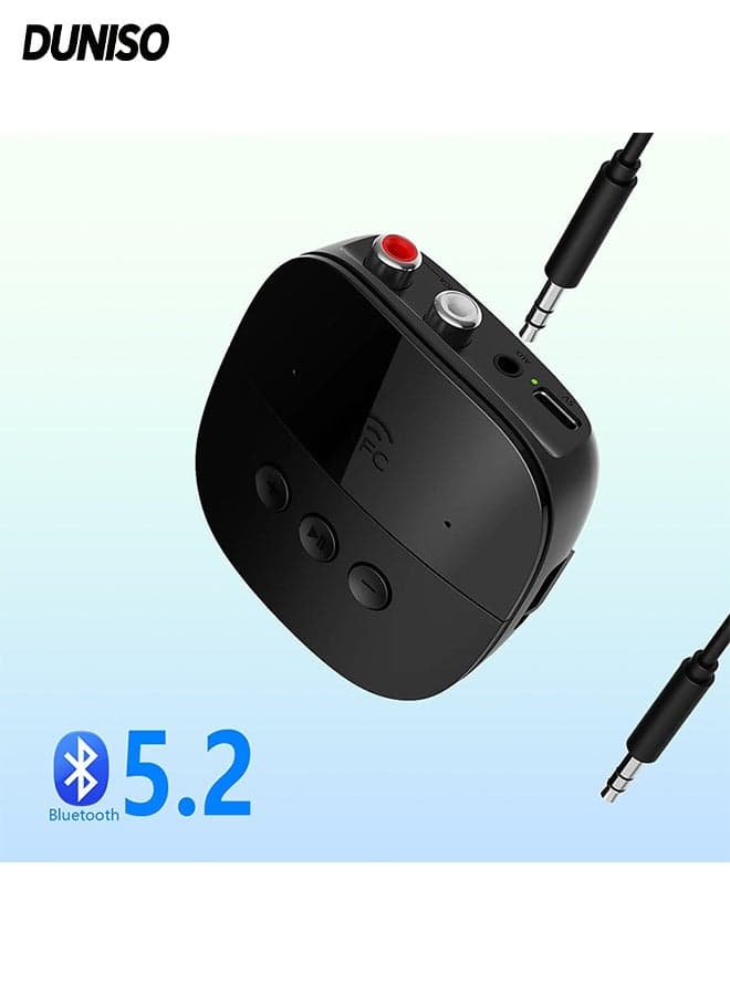 Bluetooth 5.2 Audio Receiver Adapter,NFC Wireless Bluetooth Extender,3.5mm RCA Input Speaker Bluetooth Audio Adapter,for Music Streaming Audio Systems Car and Home Stereo Theater Systems