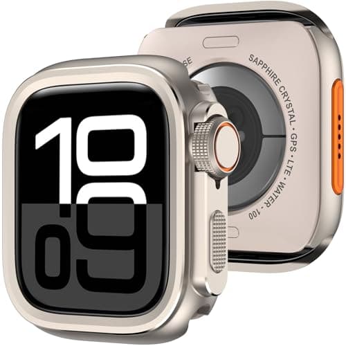 Amizee 2 in 1 Metal Case Compatible with Apple Watch Series 11/10 46mm with Back Cover, Rugged Shockproof Protective Bumper Cover for iWatch 46mm, Titanium