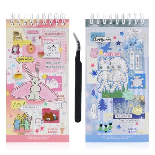 800Pcs Cute Scrapbook Stickers Travel Y2k Japanese Sticker Book for Adult Kawaii Korean Stickers for Journaling Heisei Retro Aesthetic Sticker Manga Style Decor for DIY Junk Journal Gifts Pink Blue