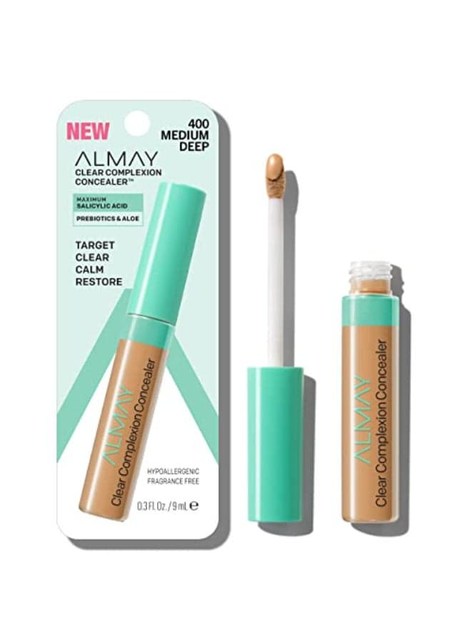 Almay Clear Complexion Acne Blemish Spot Treatment Concealer Makeup with Salicylic Acid Lightweight Full Coverage Hypoallergenic FragranceFree for Sensitive Skin 400 MediumDeep 03 fl oz