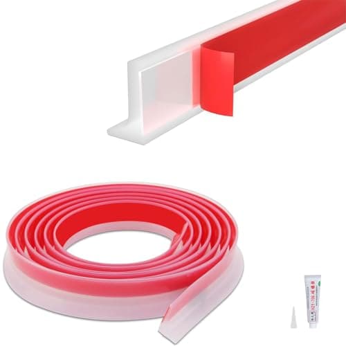 HASTHIP® 39Inch/1m Water Stopper with Glue - Sink Splash Guard in Kitchen Water Dam Barrier Strip Shower Silicone Bendable Water Stopper for Kitchen Sink, Transparent