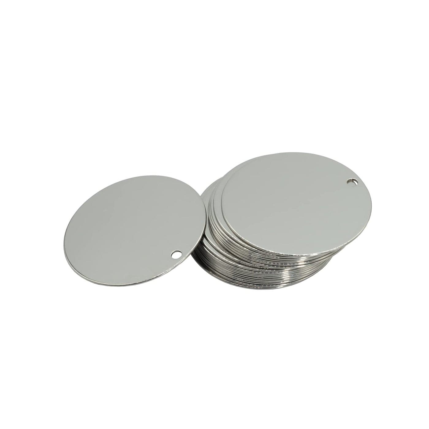 StayMax 2 Inch Round Metal Engraving Blanks Stamping Blanks with Hole Stainless Steel Blank Tags 25 Pack