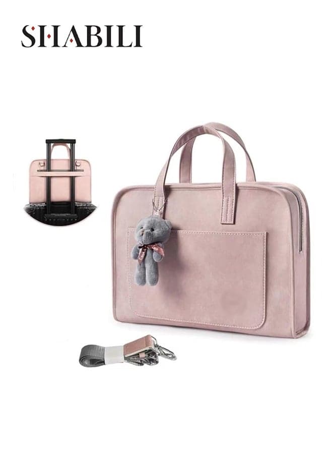 Women’s Felt Laptop Bag, Ladies Notebook Bag President Bag Office Bag Briefcase Handbag, Multi-Compartment Organizer with Trolley Strap for College Students, Business Travel and Daily Office Use