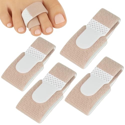 ViveSole Broken Toe Wrap (4 Pack) - Hammer Toe Corrector-Compression Cushion for Women, Men and Seniors-Reusable and Soft Big Crooked Toe Splint - Overlapping Pain Relief Separator Bandage, Nylon