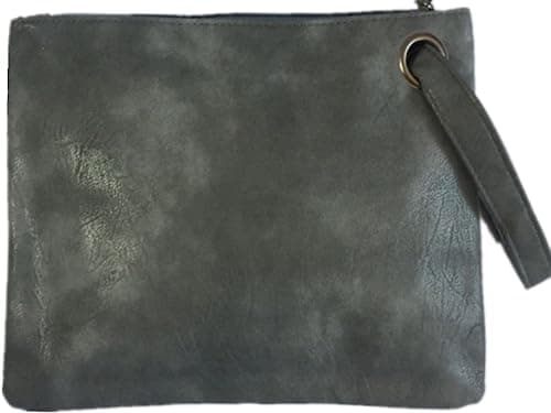 DIHKLCIO Evening Bags Purse Envelop Clutch Chain Shoulder Womens Wristlet Handbag Foldover Pouch Grey Blue Large
