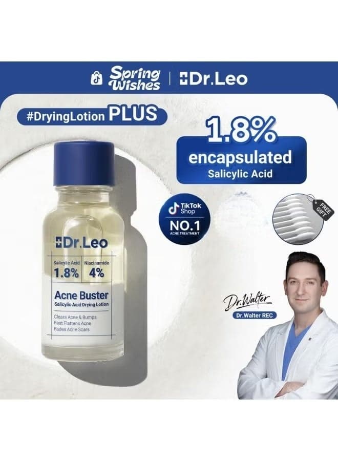 Dr.Leo Drying Lotion Plus | Acne & Pimple Treatment | Visibly Shrinks Pimples in 24 Hours & Helps Fade Acne Marks in 7 Days | With 1.8% Encapsulated Salicylic Acid, 4% Niacinamide & 10% Sulfur (20ml)