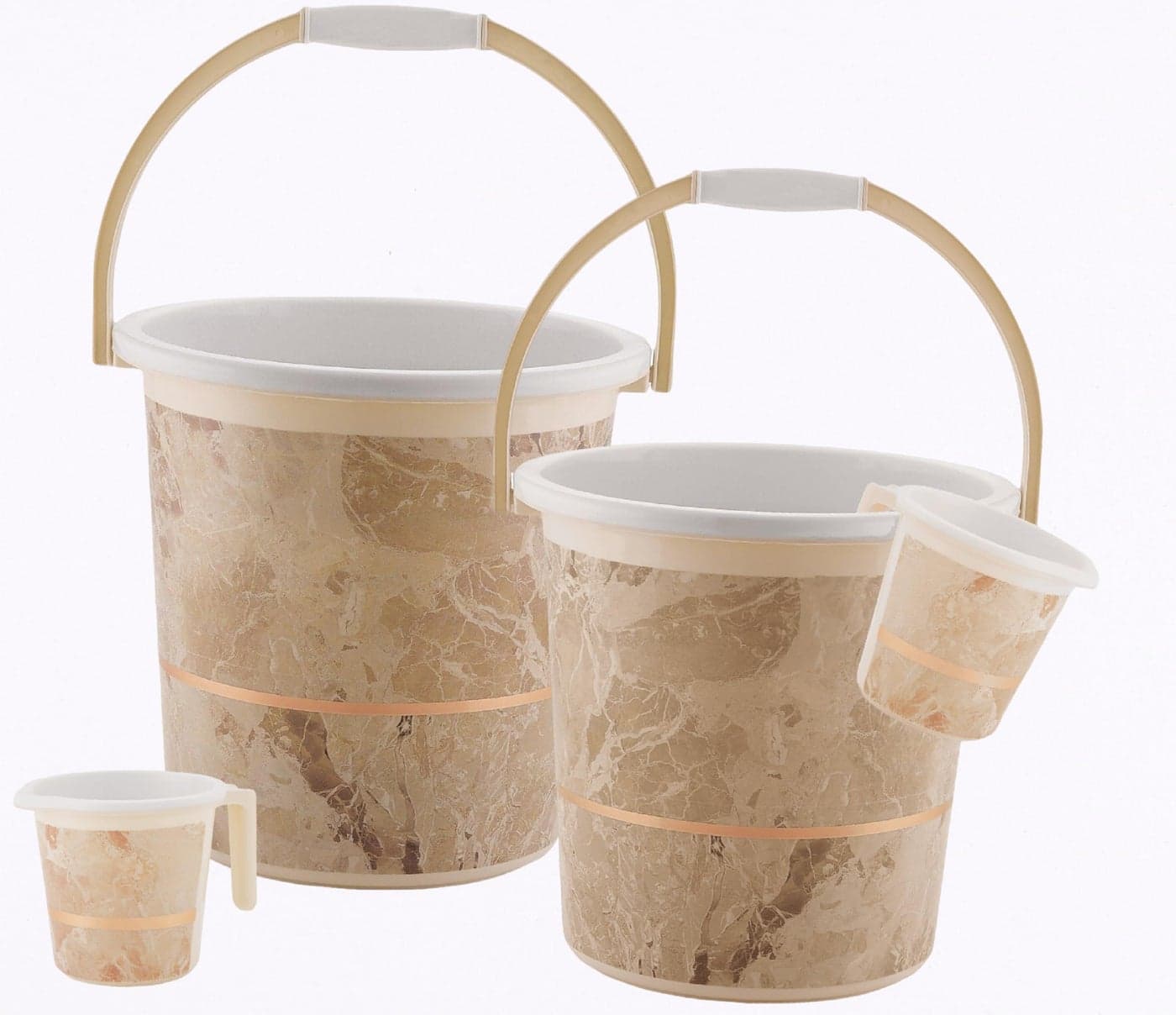 Nabhya 4 pcs Bathroom Accessories Set Plastic Bath Set Bathroom Bucket 20Ltr and Mug 4 Piece Combo Set for Home, Kitchen & Bathroom (Beige)