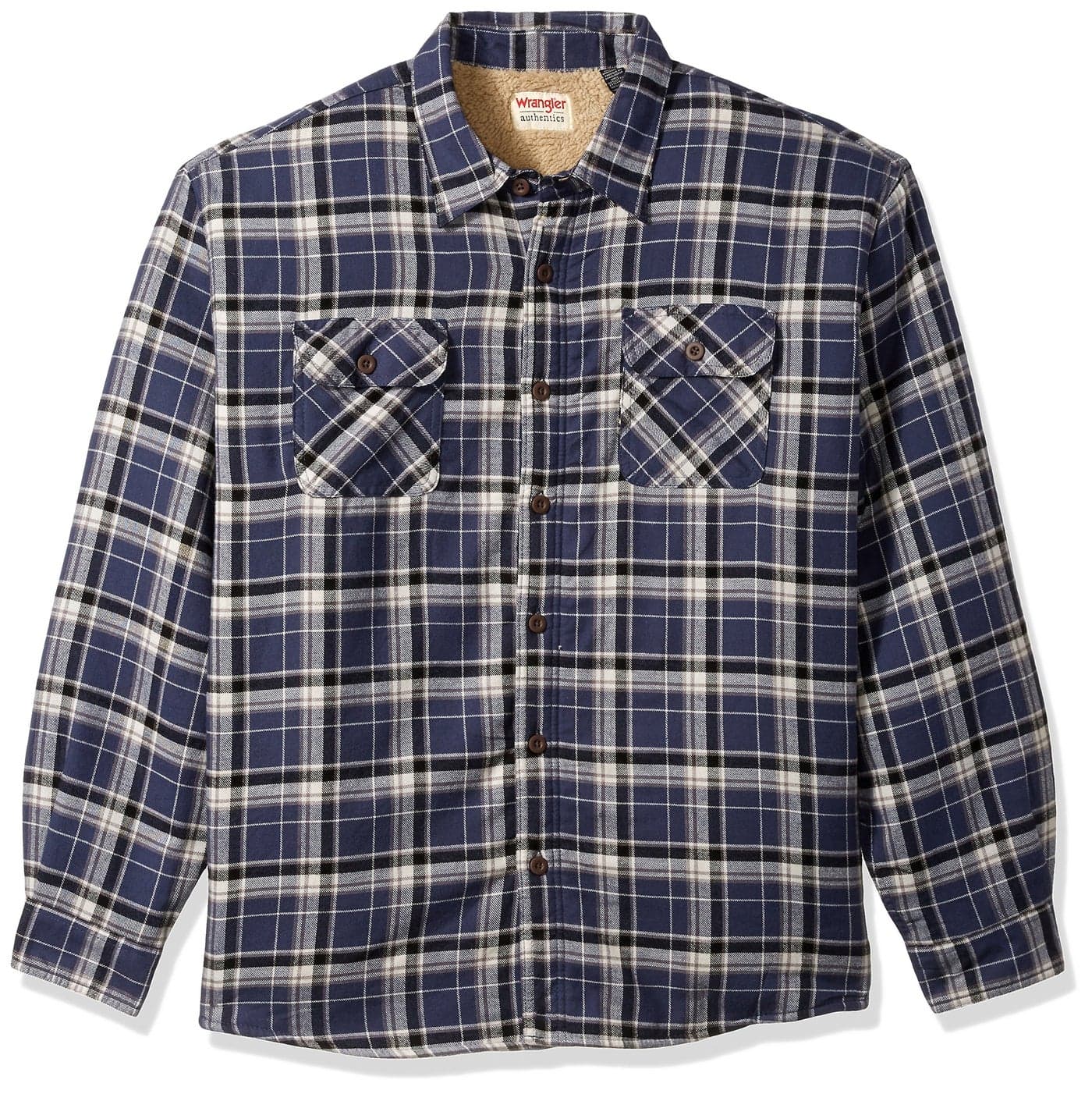 Wrangler Authentics Men's Long Sleeve Heavyweight Fleece Shirt, Mood Indigo, Large