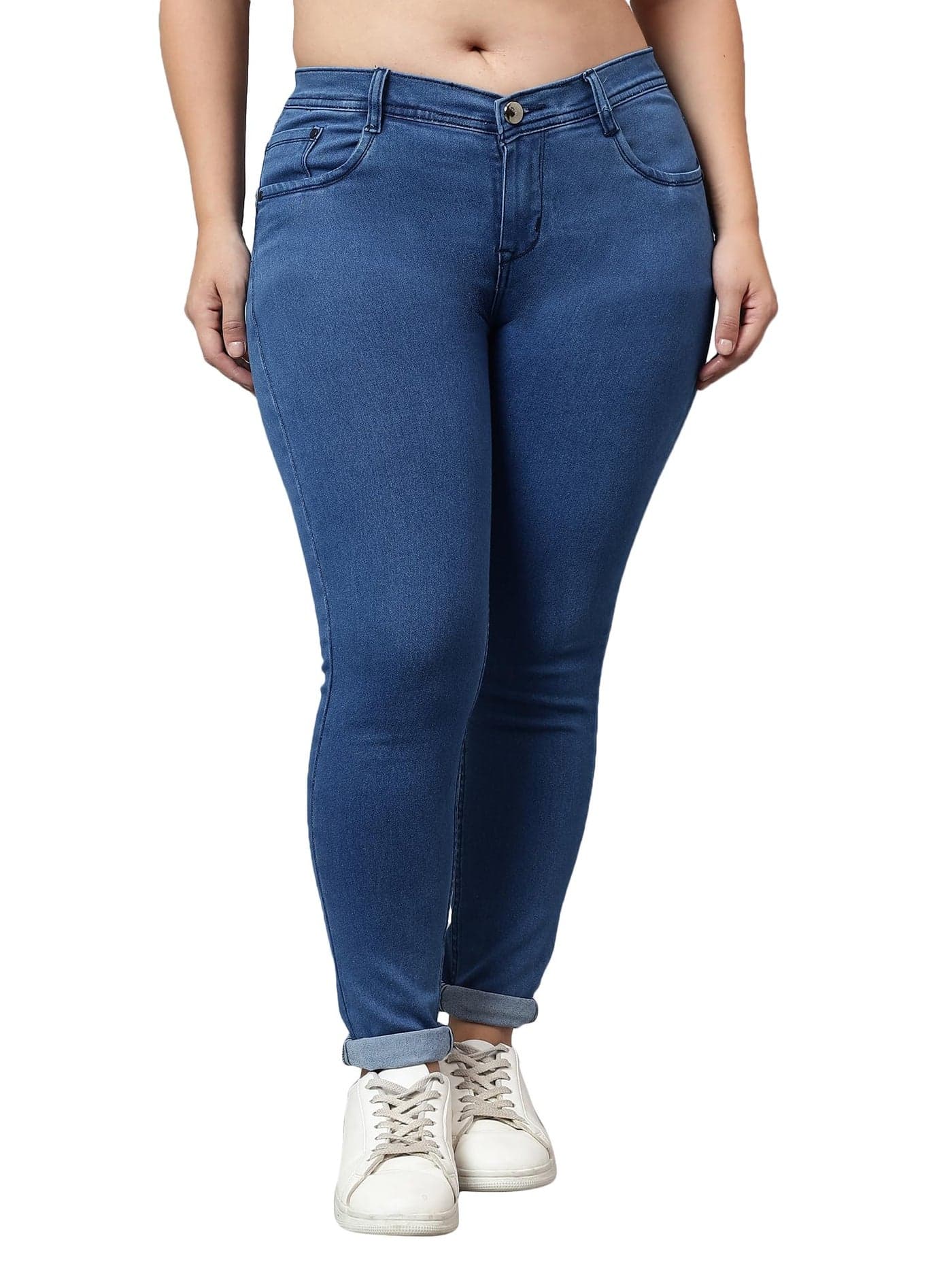 Nifty Women's Denim Stretchable Mid Rise Plus Size Jeans (NFTYPLS_PLN_BTA_38_Azure_38)