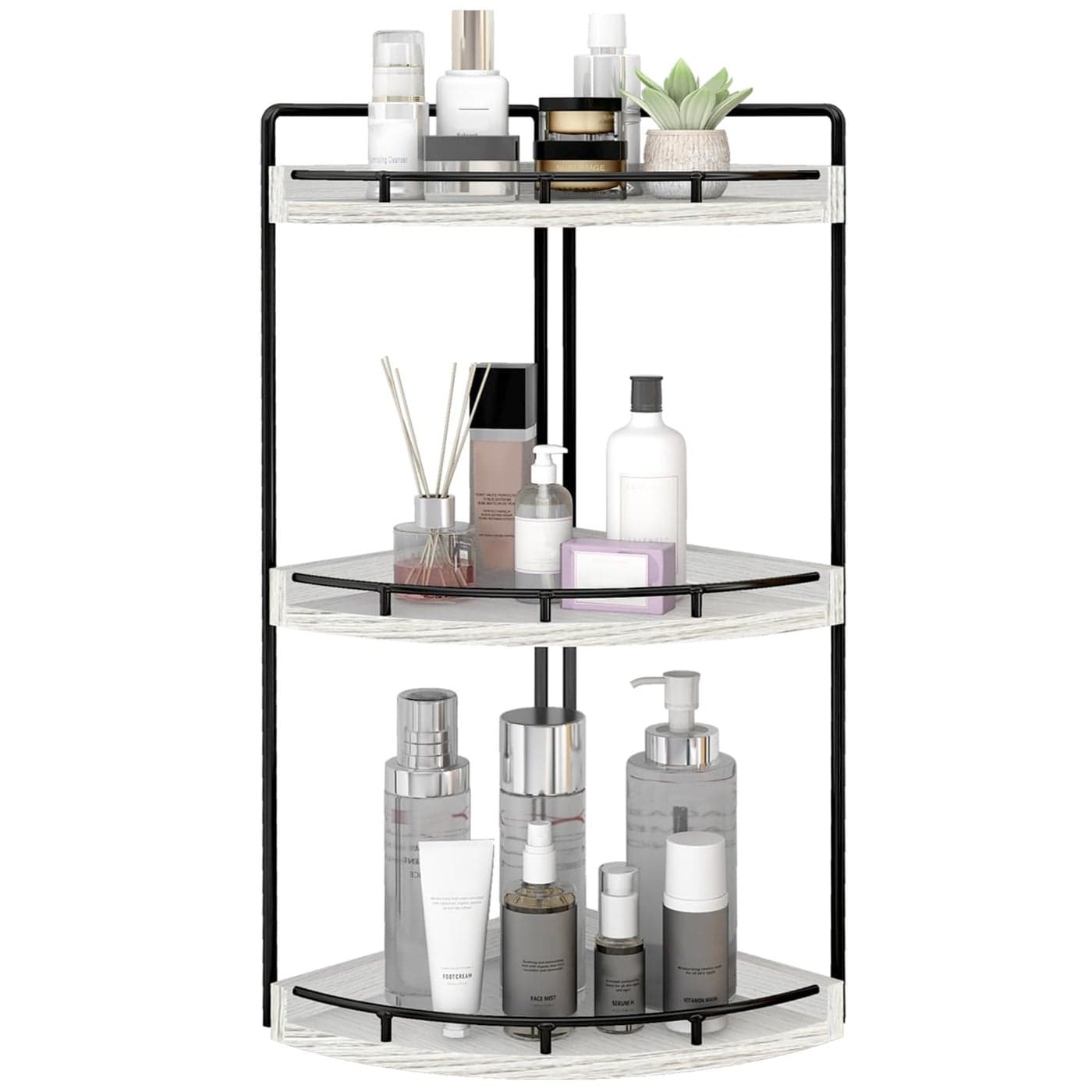 Dorhors 3Tier Corner Bathroom Organizer Countertop for StorageVanity TrayWood Counter Organizer for KitchenBathroomDresser Rustic White