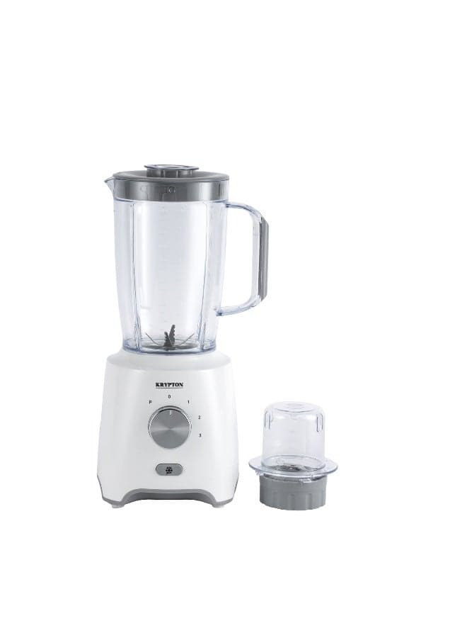 2-in-1 Blender- 600 W, 1.8, 0.3 liters, Powerful Motor with 3 Speed and Pulse, Transparent Unbreakable Jars with Sharp Blade, Grinder Attachment 2 Years Warranty 1.5 L 500 W KNB5315 White/Black/Clear