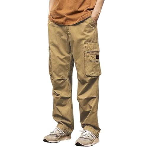 Lymio Men Cargo || Cotton Cargo Pants for Men || Regular Fit High Rise Solid Pants (116-Khakhi-4XL)