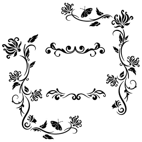 PLIGREAT Black Flowers Vines Wall Stickers, Butterfly Wall Decals, Removable Vinyl Walls Sticker for Nursery Bedroom Living Room Walls Decorations Home Indoor Art Decor Window Decor