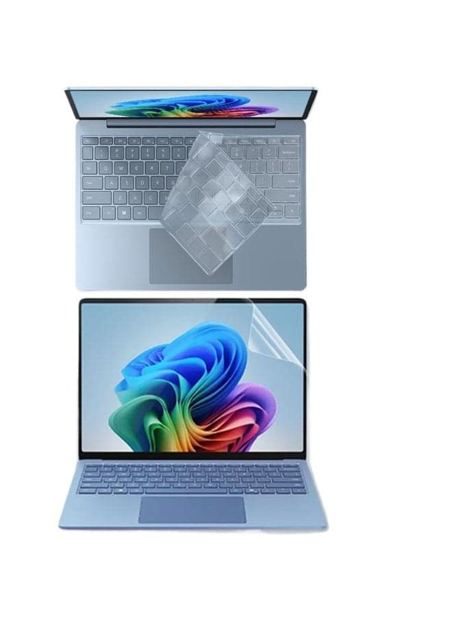 Compatible with Microsoft Surface Laptop 7 15 inch (Model: 2037) High Transparency Silicone TPU Laptop Keyboard Cover and Scratch Resistant Screen Soft Film