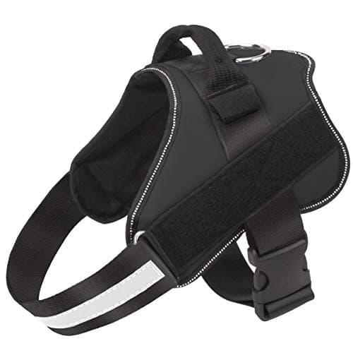 Bolux Dog Harness, No-Pull Reflective Dog Vest, Breathable Adjustable Pet Harness with Handle for Outdoor Walking - No More Pulling, Tugging or Choking (Black, L)