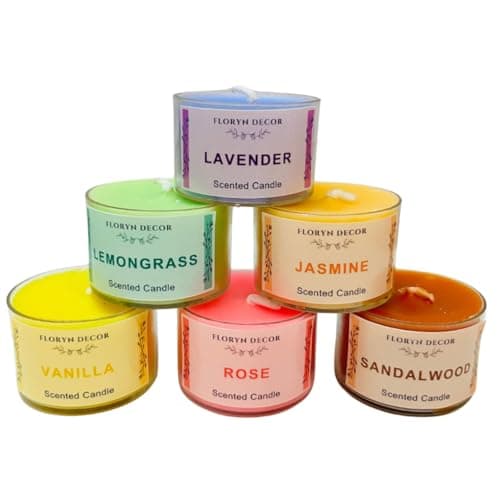 FLORYN DECOR LUXE Small Scented Candles for Home Decor | Candles for Gifting, Aromatherapy & Decor | Scented Candles Gift Set for Men & Women (6)