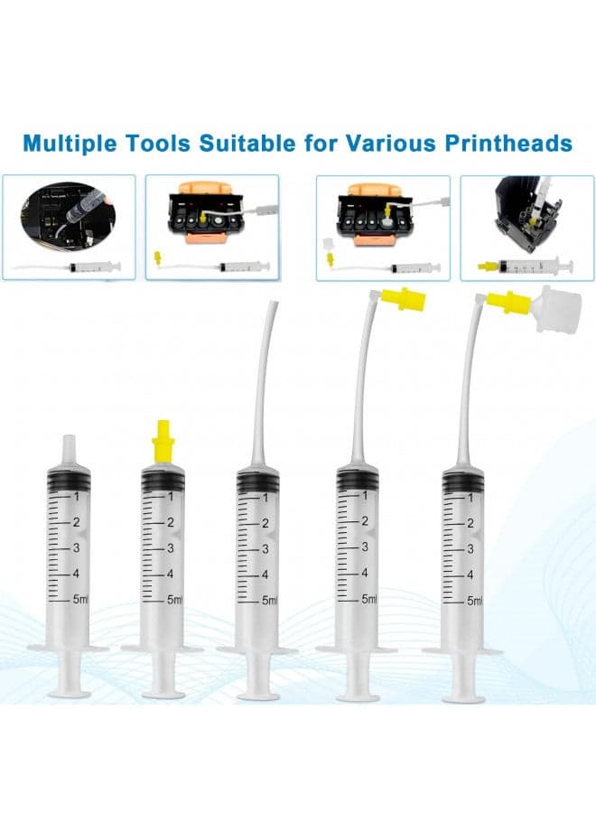 Fosgoit Printhead Cleaning Kit Inkjet Printers, Printer Cleaning Kit for Epson Ecotank Printer, Printer Cleaner Kit for HP, Inkjet Printer Head Cleaning Solution for Brother Print Head Liquid Nozzles