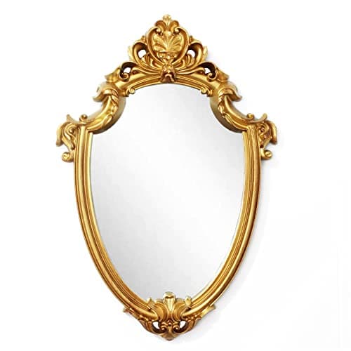Eaoundm 16.5 x 11 inch Vintage Antique Decorative Wall Mirror - Shield Shape (Brush Gold)