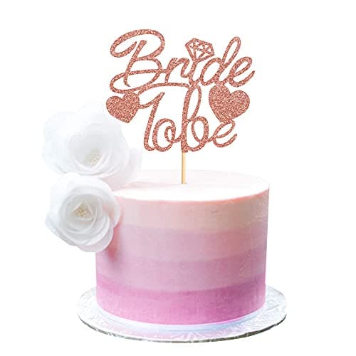 Festiko® 1 Pack Bride to Be Cake Topper Rose Gold Glitter Bachelorette Party Cake Pick Bridal Shower Engagement Theme Party Cake Decorations Supplies