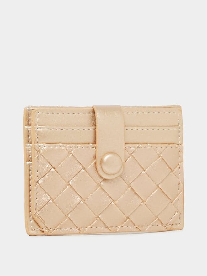 Gold Textured Bi-Fold Card Holder