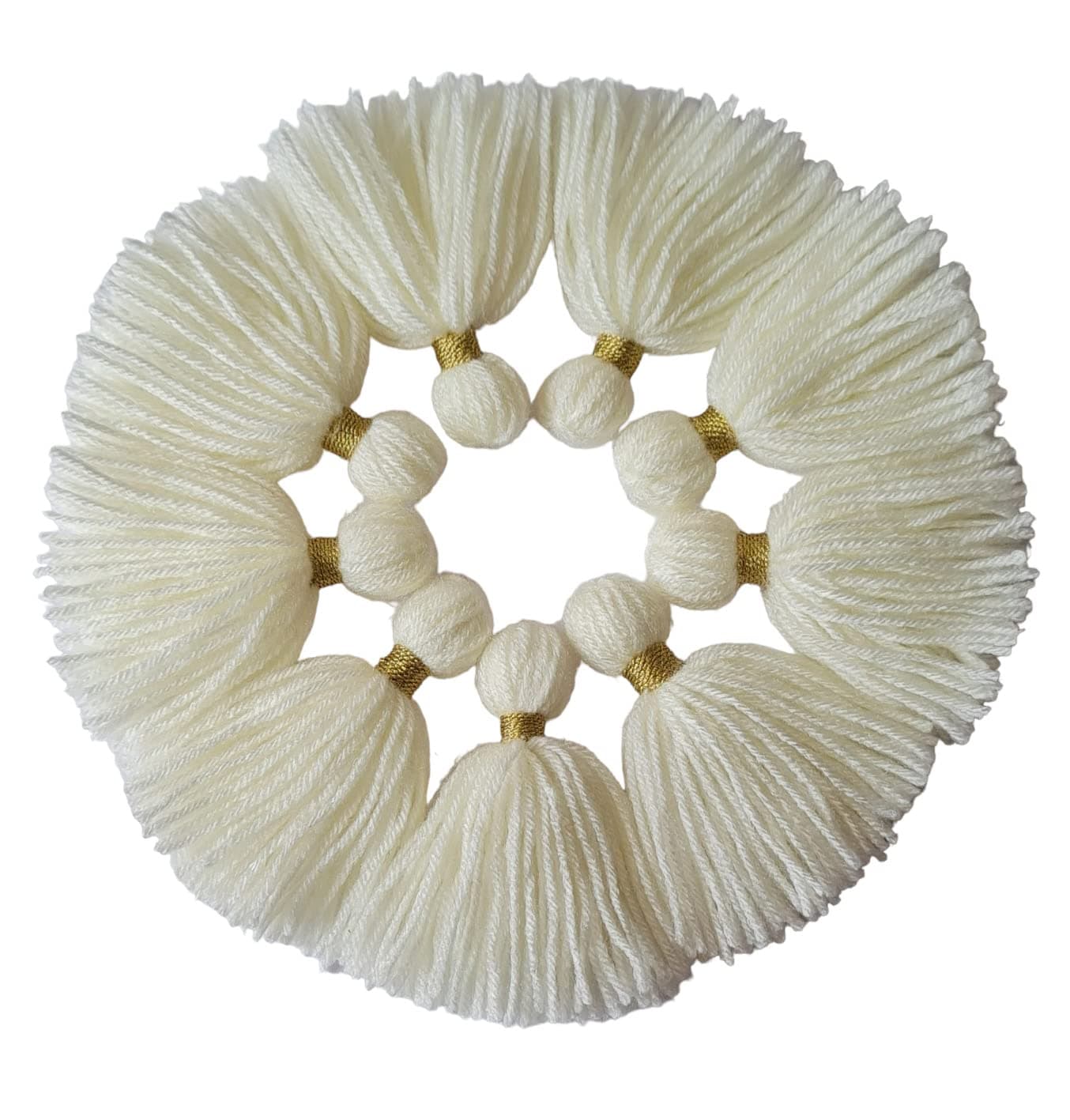 Zippy Flora Handmade Thick Woolen Tassels – Pack of 10 | Elegant Off-White Decorative Wool Tassels for DIY Crafts, Home Décor, Wall Hangings, Clothing Embellishment & Creative Handmade Projects