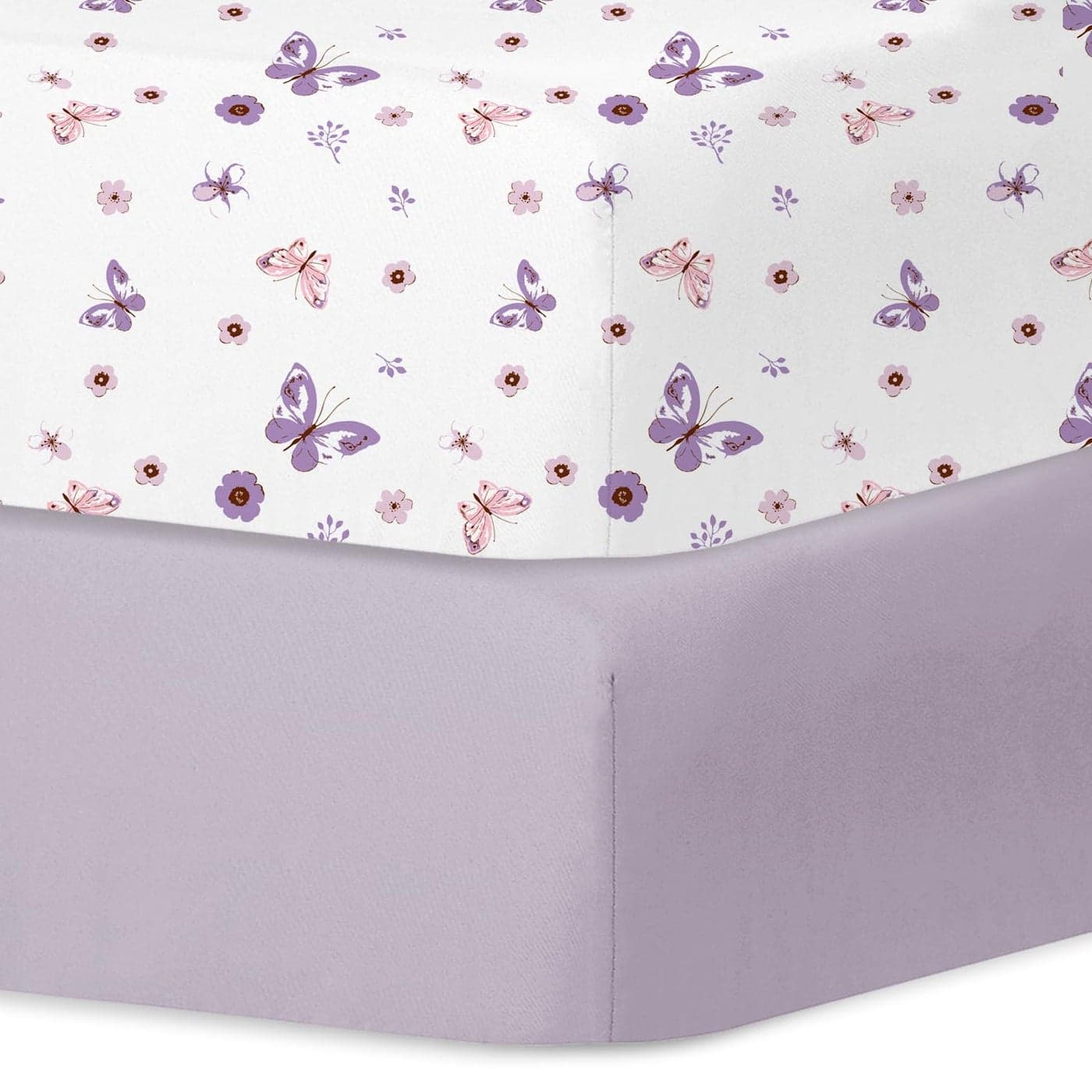 Little Grape Land Crib Sheets for Boys and Girls 2pk Baby Crib Fitted Sheet for Standard Size Crib and Toddler Mattress Super Soft Baby Sheet Purple Butterfly