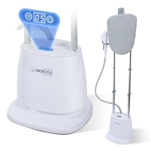 Professional Standing Garment Steamer Dual Bar Steamer for Clothes with LCD Display, Adjustable Ironing Board, Fabric Brush