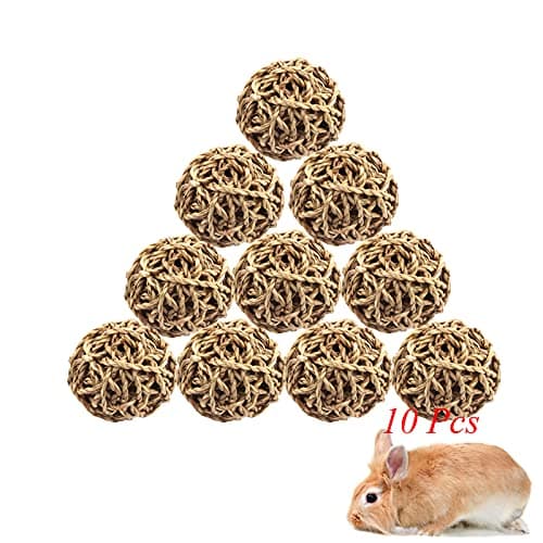 Hamiledyi 10PCS Rabbit Grass Balls 28in Large Guinea Pig Balls Small Animal Activity Enrichment Toy for Bunny Chinchilla Hamster Gerbil Grinding Playing