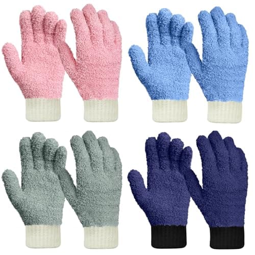 MIG4U Microfiber Dusting Gloves Washable Reusable Cleaning Mittens Gloves Kitchen House Cleaning Car Blinds Multicolor 4 Pairs L/XL