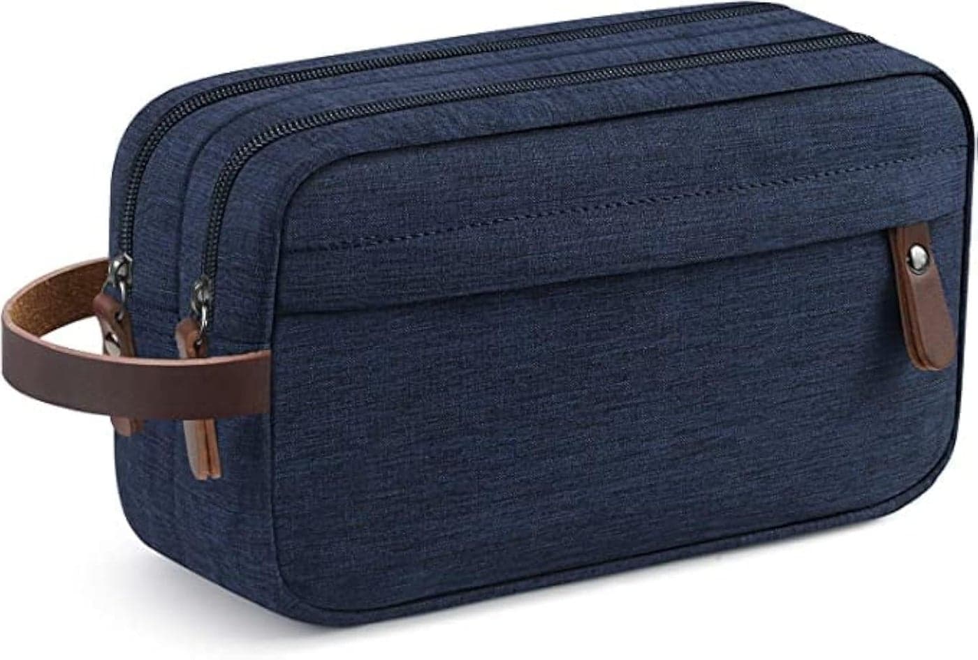 TOURISTIANO Polyester Men's Travel Toiletry Organizer Bag Water-Resistant Shaving Dopp Kit Bathroom Bag (Navy Blue)