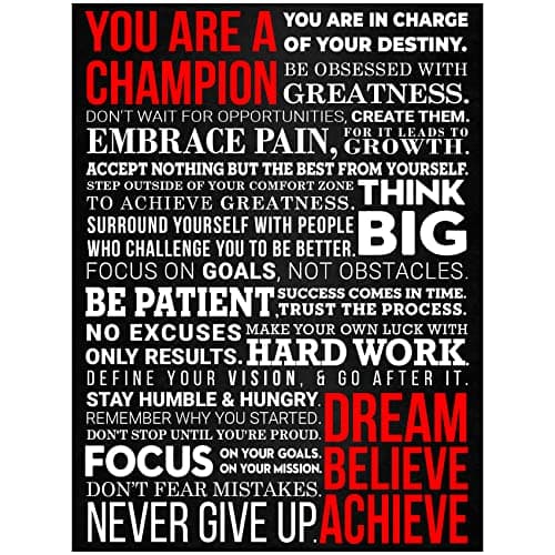 A Champion's Mantra Motivational Poster - 12 x 16 - Inspirational Wall Art Décor For Bedroom, Office, Gym (Unframed Cardstock)