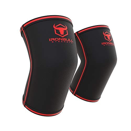Elbow Sleeves 5mm (1 Pair) - High Performance Elbow Sleeve Support for Weightlifting, Weight Training & Powerlifting - Best Compression Straps - for Men and Women (Medium, Black/Red)
