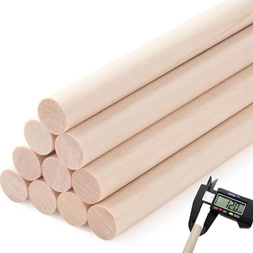 Yaliuliu 10PCS Dowel Rods Wood Dowels, 1/2 x 12 Inch Round Wooden Sticks for Craft, Macrame Dowel, Unfinished Solid Wood Sticks for Arts and DIYers