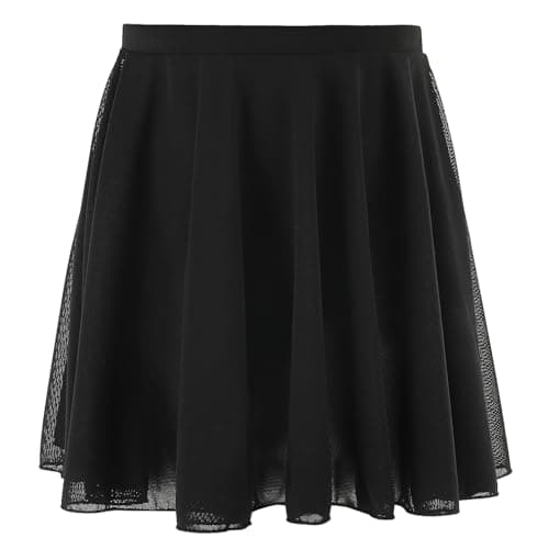 SPFASZEIV Ballet Skirts for Girls Pull On Toddler Ballet Skirt Girls Elastic Mesh Ballerina Dance Skirt Black L