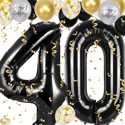 40th Birthday Decorations for Men Women 40 inch 40 Balloon Numbers 18 pcs 12 inch 40th Birthday Decoration Balloons for 40th Men Women Birthday Anniversary Party Decoration