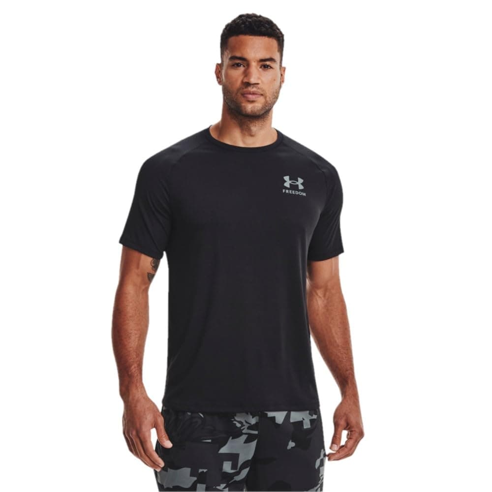 Under Armour Men's Freedom Tech Short Sleeve T-Shirt, Black (001)/Pitch Gray, Medium
