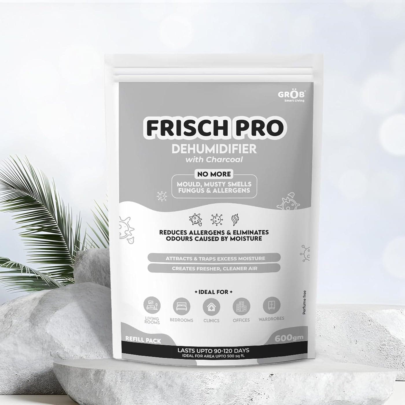 Grob Frisch Pro Dehumidifier Refill Absorb 750ml each Dehumidifier for Larger Spaces such as Storerooms Spare Rooms Lofts Fights Against Moisture Mould Fungus