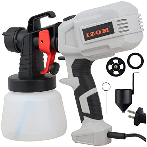 Izom IZ-ESG Corded Spray Gun Hand Held Electric Sprayer with Multiple Spray Patterns & Large Paint Storage Capacity, Light Grey