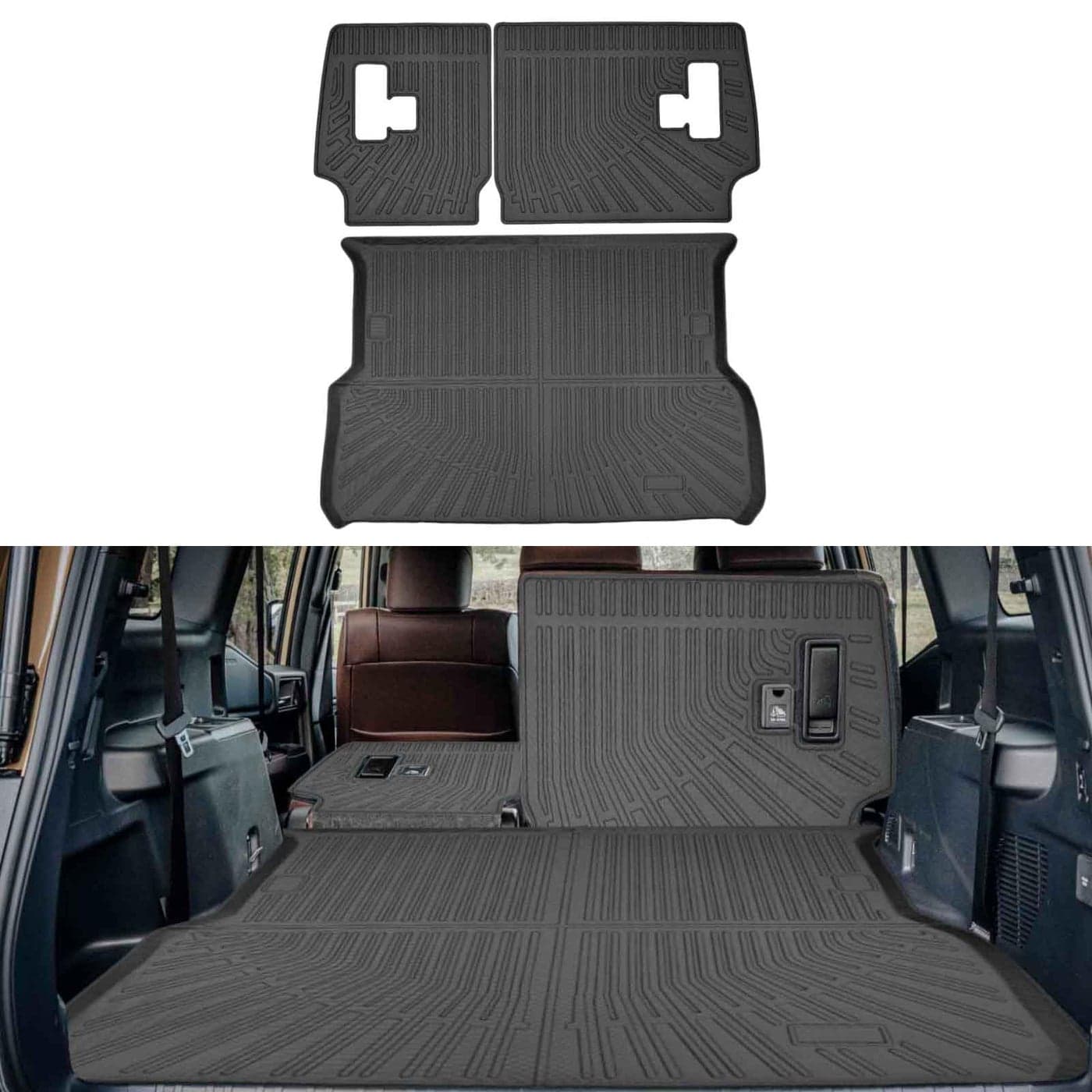 CaBYbigG Cargo Mat Cargo Liner for Toyota Land Cruiser 2024 2025 Accessories Trunk Mat Back Seat Cover Protector Backrest Mat Dog Liner
