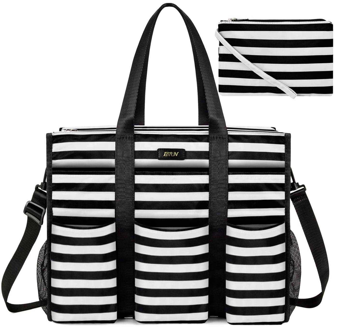 IBFUN Utility Tote Bag with 24 Exterior Interior Pockets Zip Top Teacher Tote Bag for Teacher/Work Women(Large)
