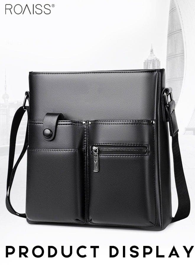 Men Stylish Crossbody Bag with Multi Pockets and Adjustable Shoulder Strap, Pu Leather Shoulder Bag with Large Capacity, Suitable for Work, Short Trips and Outings