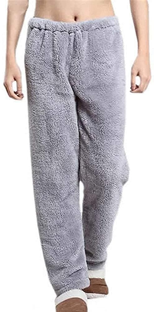 Ukal Wool WoMen's Casual Style And Men's Casual Style Winter Bottom Plush Fluffy Pajama Pants Warm Fleece Lounge Pants Sleepwear Bottoms Free Size (Waist 28-34 Pack Of 1) (Grey)
